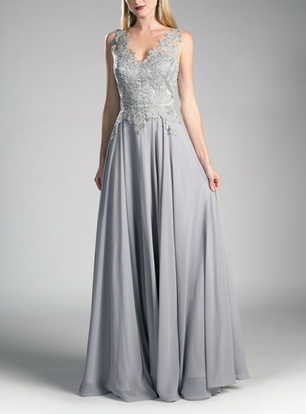 COPY - PURPLE, PINK, ETC..V NECK LACE BODICE EVENING PROM GOWN - Picture 2 of 8